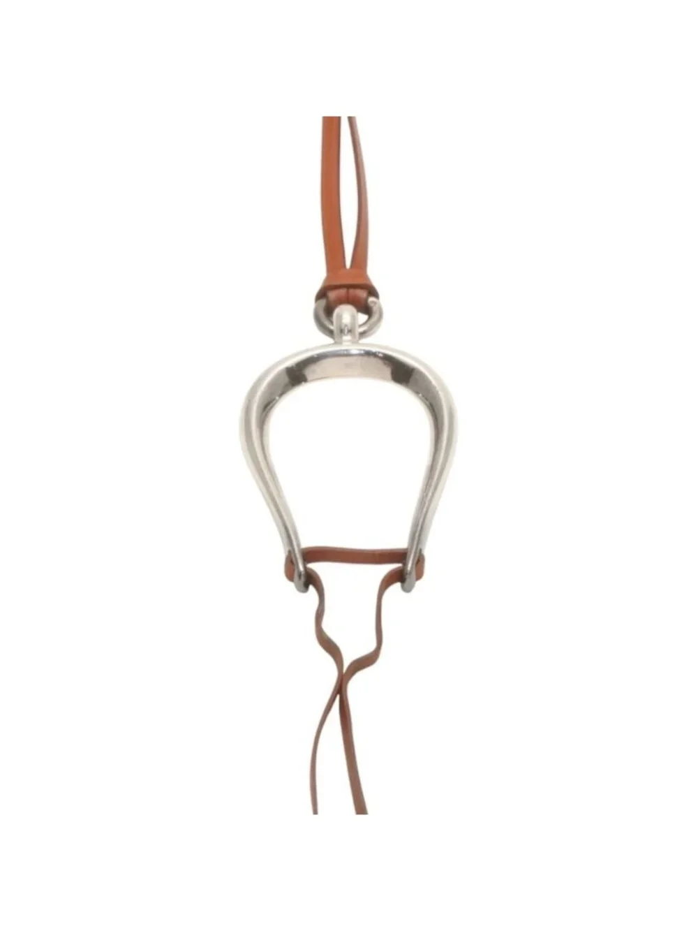 Hermes Leather Necklace Choker Horse Tackle Brown String Silver
